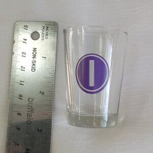 Retro/Mid-century modern little glass with purple design